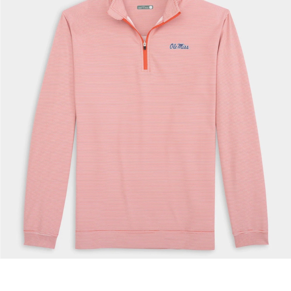 Men's orange and white pinstripeQuarter-Zip Pullover